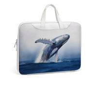 Blue Ocean Whale Printed Leather Shoulder Messenger Bag Briefcase for Men Women Travel Business Office Hangbag Laptop Pack Crossbody