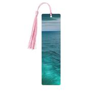 Blue Ocean Wooden Bookmark 5pcs for Book Lovers,DIY Wood Craft Bookmarks with Colorful Tassels Wooden Gift Tags Labels Ornaments Unusual Gift for Men Women