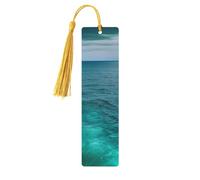 Blue Ocean Wooden Bookmark 5pcs for Book Lovers,DIY Wooden Craft Bookmarks with Colorful Tassels Wood Gift Tags Labels Ornaments Unusual Gift for Men Women