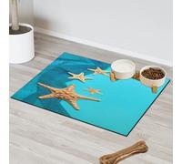 Blue Oceans Seashells Starfish Pet Feeding Mat for Cat Dog Water Bowl Food Mats Pet Feeding Mats Absorbent Nti-Slip Contain Spills Protects Floors Placemat 43.1 x 76.2 cm