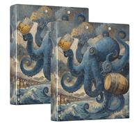 Blue Octopus 3 Ring Binders 1.5 Inch Clear View Three Ring Binders Versatile Binder Fits 200 Sheets 2 Pack
