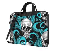 Blue Octopus and Sugar Horror Skull Printed Laptop Bag 13 inch, Triple-Layers Protection Shockproof Crossbody Laptop Shoulder Bag for Men Women