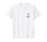 Blue Octopus Back Print. Anchor Motif. Nautical Sea T-Shirt