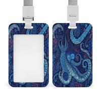 Blue Octopus Badge Holders Retractable ID Badge Holder with Lanyard Heavy Duty Badges Reel Card Protector Detachable ID Card Holder for Nurse Teacher Staff Officer