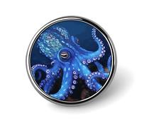 Blue Octopus Brooch Pins Lapel Pins for Men Women Badge Button Cover Decorative Jewelry Charms for Hats Bags Backpacks Suits Shirts Scarves Clothing Accessories Banquet Wedding Gift