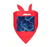 Blue Octopus Dog Bandana, Classic Plaid Dog Bandanas for Small Medium Large Dogs, Adjustable Washable Cotton Pet Scarf, Reversible Triangle Bibs for Puppy Dogs Cats Birthday Party Daily Wear