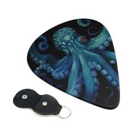 Blue Octopus Guitar Plectrums, 6 Guitar Plectrums, Printed on both sides for Electric Guitar Bass Ukulele (0.46 mm 0.71 mm 0.96 mm)