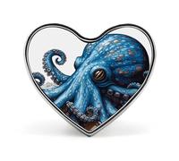 Blue Octopus Heart Shape Lapel Pin Personalized Pinback Button Badges Retro Punk Button Pin Kawaii Heart Badges for Men Women Clothes Bags Hats & Gift