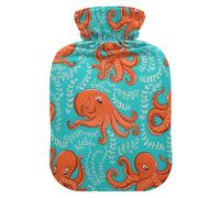 Blue Octopus Hot Water Bottle with Cover Hot Water Bottles for Pain Relief Warm Water Bag Hot Water Bed Warmer for Hot and Cold Compress, 1L