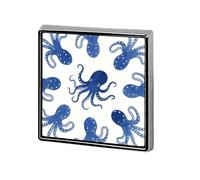 Blue Octopus Lapel Pin, Metal Square Lapel Pins, Fashion Badge for Shirts, Jackets, Hats