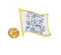 Blue Octopus Marine Life Pattern Golden Metal Flag Lapel Pin Badge