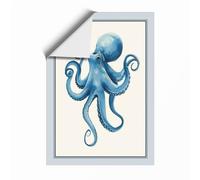 Blue Octopus Modern Unframed Wall Art Print A4 (29.7×21cm), Wall Decor for Living Room, Bedroom, Office & Home, Art Gift