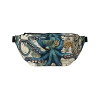 Blue Octopus Nautical Map Waistpacks Sling Bag Crossbody Bags Chest Daypack Bumbag for Running Cycling Outdoors