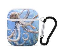 Blue Octopus Ocean Octopus Earphone Case Cover Compatible with AirPods 1&2 Shockproof Bluetooth Headset Case White-style