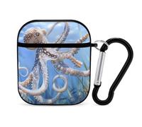 Blue Octopus Ocean Octopus Earphone Case Cover Compatible with AirPods 1&2 Shockproof Bluetooth Headset Case Black-style