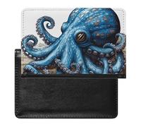 Blue Octopus Passport Holder,Compact Lightweight Waterproof Passport Cover, Portable Stylish Travel Wallet Accessories for Women Men