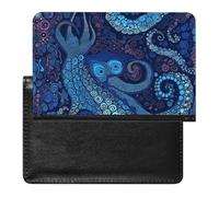 Blue Octopus Passport Holder Cover Passport Cover Protector Essentials with Credit Card Slots Slim Travel Wallet Covers Documents Organizer Protector for Man&Women