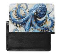 Blue Octopus Passport Holder Cover PU Leather Passport Wallet Organizer Protector Slim Travel Accessories