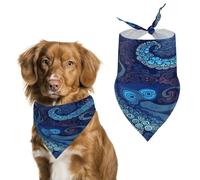 Blue Octopus Pet Scarf Adjustable Pet Accessories Triangular Scarf Washable Floral Print Puppy Bib Bandana Stylish Comfortable Cat Scarves for Holiday Scarfs