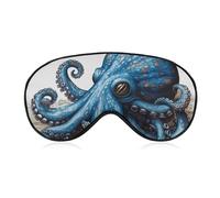 Blue Octopus Sleep Mask for Women Men Side Sleeper Eye Cover with Adjustable Strap Soft Breathable Blackout Mask Slip-Free Deep Sleeping Travel Essentials