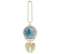 Blue Octopus Tentacles Illustration Car Hanging Pendant, Zinc Alloy Rearview Mirror Charm, Relieve Eyestrain, Classic Keychain Pendant, Pendant Decoration