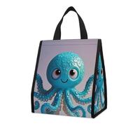Blue Octopus Tentacles Illustration Insulated Lunch Bag for Women Men, Reusable Grocery Bag, Large Leakproof Cooler Bags, Foldable Portable Lunch Tote Bags for Work Camping Picnic