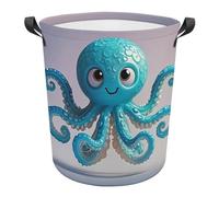 Blue Octopus Tentacles Illustration Laundry Basket with Handles, Waterproof Oxford Cloth Laundry Hamper, Large Capacity Dirty Clothes Basket for Bedroom, Bathroom, Dorm