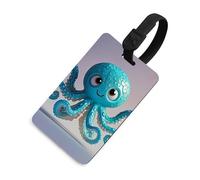 Blue Octopus Tentacles Illustration Luggage Tags with ID Card, Durable Travel Bag Tags, Waterproof Name Tag for Suitcases, Backpacks & Travel Cases, Black-style, One Size, classic