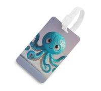 Blue Octopus Tentacles Illustration Luggage Tags with ID Card, Durable Travel Bag Tags, Waterproof Name Tag for Suitcases, Backpacks & Travel Cases, White-style, One Size, classic