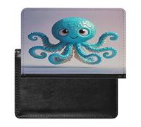 Blue Octopus Tentacles Illustration Passport Holder Passport Cover Protector Essentials with Credit Card Slots for Women Men