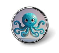 Blue Octopus Tentacles Illustration Round Badge for Men Women, Durable & Stylish Lapel Pins, Lightweight Metal Badges for Shirts, Jackets, Hats
