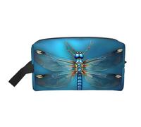 Blue Odonata Pattern Print Toiletry Bag for Women Men Travel Makeup Bag Large Capacity Cosmetic Storage Bag Pouch