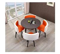 Blue Office Conference Table Set - Small Round Business Coffee Table with 4 Chairs for Reception Negotiation and Meetings - Modern Simple Design