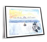 Blue Office Decor,Boys Room Wall Decor,Ice Skating On Nymphenburg Canal In Munich Wall Decoration Edition Fine Art Print Watercolor Prints Painting,12x16 Inch UnFramed Wall Art