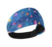 Blue Oil Painting Star Cooling Stretch Headbands for Women Elastic sweatbands for Daily use Workouts Volleyball