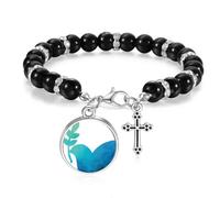 Blue Olive Branch Anti-war Pattern Beaded Bracelet Boho Jewelry