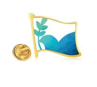 Blue Olive Branch Anti-war Pattern Golden Metal Flag Lapel Pin Badge