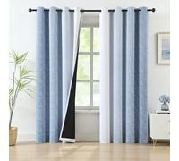Blue Ombre Blackout Curtains 84 Inch Length Gradient Room Darkening Curtain Drapes for Living Room Bedroom Thermal Insulated Energy Saving Grommet 2 Window Panels, Pure White to Navy Blue, 52" W