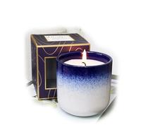 Blue Ombre Scented Candle Oud & Bergamout Ceramic Pot Long Lasting Giftboxed