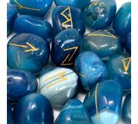 Blue Onyx Rune Stone Set In Pouch - Mystical Divination & Tarot Tools