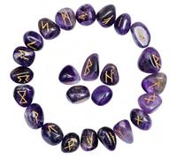 Blue Onyx Rune Stones Set, Viking Elder Futhark Crystal Gemstones, Norse Divination Wicca Alphabet (Amethyst)