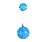 Blue Opal Belly 925 Sterling Silver Belly Body Rings Jewelry, Rod length 10mm, Metal, Stabilized Turquoise