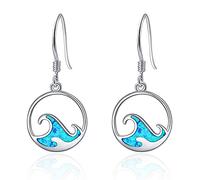 Blue Opal Wave Drop Earrings 925 Sterling Silver Ocean Sea Wave Dangle Earring Ear Jewellery Dangler Birthday Gifts For Women