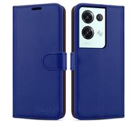 (Blue) OPPO Reno8 Pro 5G Case Leather Wallet Book Stand View Phone Cover