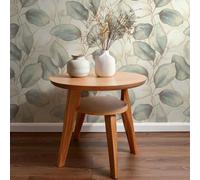Blue Opulenza Leaf Vinyl Wallpaper Rasch 659863 Textured Roll