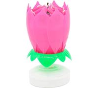 Blue or Pink Musical Birthday Candle Lotus Flower Shape Plays Birthday Music with Lotus Opening Perfect for Christmas, Easter, Birthdays, Weddings (Pink)