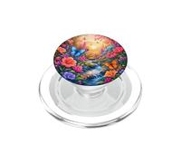 Blue Orange Butterfly Hibiscus Sunset Garden Floral Stream PopSockets PopGrip for MagSafe
