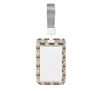 Blue Orange Crab Print Badge Holder with Lanyard, Hard Plastic Vertical Name ID Card Badge Holders