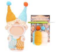 Blue Orange Doll Clothes Crochet Kit for Beginner, 17cm Plush Dolls Cloth Monster Outfit Set DIY Craft with Video Tutorial, Cuddly Dolls Clothing Gifts for Children Friend Birthday (Clown, No Doll)