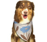 Blue Orange Floral Dog Bandanas Adjustable Kerchief Triangle Bibs Scarf Washable Soft Pet Bandanas for Medium Large Puppy Cats Pet Costume Accessories Decoration